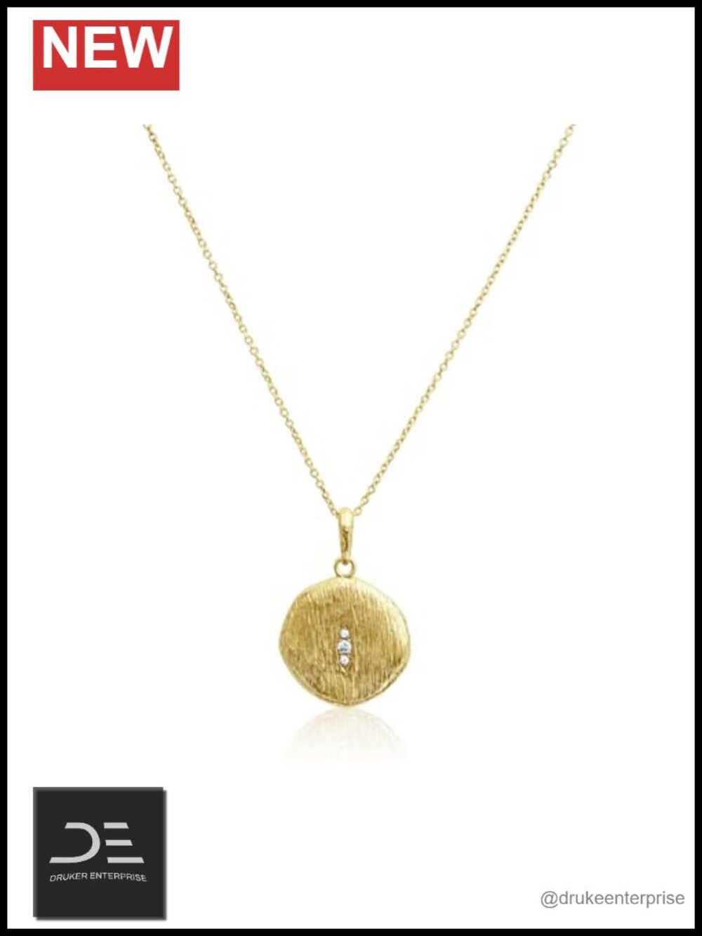 Coin Pendant Necklace 14K Gold Plated Sterling Silver Artisan Vintage Women